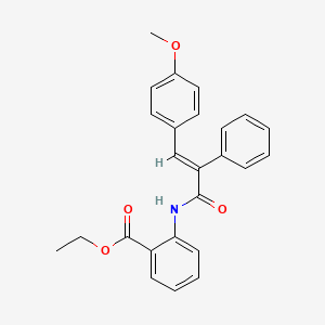 molecular formula C25H23NO4 B3644666 ethyl 2-[[(E)-3-(4-methoxyphenyl)-2-phenylprop-2-enoyl]amino]benzoate 