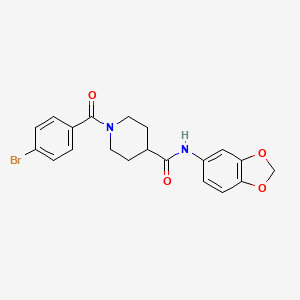 molecular formula C20H19BrN2O4 B3644701 N-1,3-benzodioxol-5-yl-1-(4-bromobenzoyl)-4-piperidinecarboxamide 