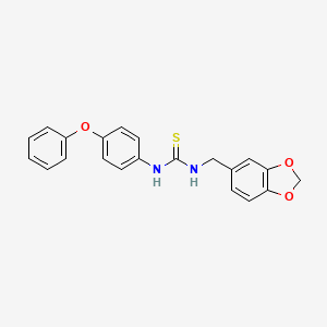 molecular formula C21H18N2O3S B3644728 N-(1,3-benzodioxol-5-ylmethyl)-N'-(4-phenoxyphenyl)thiourea 