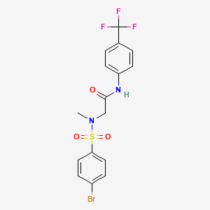 molecular formula C16H14BrF3N2O3S B3644819 N~2~-[(4-bromophenyl)sulfonyl]-N~2~-methyl-N-[4-(trifluoromethyl)phenyl]glycinamide 