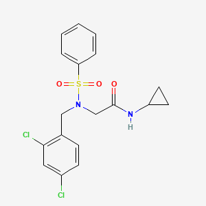 molecular formula C18H18Cl2N2O3S B3644844 N-cyclopropyl-N~2~-(2,4-dichlorobenzyl)-N~2~-(phenylsulfonyl)glycinamide 