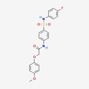 molecular formula C21H19FN2O5S B3644959 N-(4-{[(4-fluorophenyl)amino]sulfonyl}phenyl)-2-(4-methoxyphenoxy)acetamide 