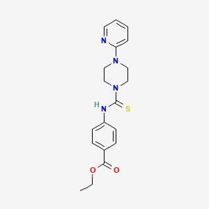 molecular formula C19H22N4O2S B3644974 ETHYL 4-({[4-(2-PYRIDYL)PIPERAZINO]CARBOTHIOYL}AMINO)BENZOATE 