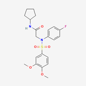 molecular formula C21H25FN2O5S B3645229 N-cyclopentyl-N~2~-[(3,4-dimethoxyphenyl)sulfonyl]-N~2~-(4-fluorophenyl)glycinamide 