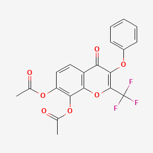molecular formula C20H13F3O7 B3645261 7-(acetyloxy)-4-oxo-3-phenoxy-2-(trifluoromethyl)-4H-chromen-8-yl acetate 