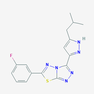 6-(3-fluorophenyl)-3-(3-isobutyl-1H-pyrazol-5-yl)[1,2,4]triazolo[3,4-b][1,3,4]thiadiazole