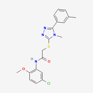 molecular formula C19H19ClN4O2S B3645368 N-(5-chloro-2-methoxyphenyl)-2-{[4-methyl-5-(3-methylphenyl)-4H-1,2,4-triazol-3-yl]sulfanyl}acetamide 