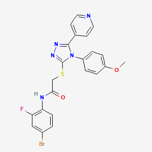 molecular formula C22H17BrFN5O2S B3645419 N-(4-bromo-2-fluorophenyl)-2-{[4-(4-methoxyphenyl)-5-(4-pyridinyl)-4H-1,2,4-triazol-3-yl]thio}acetamide 