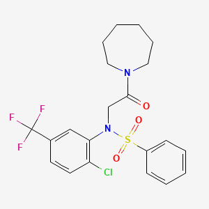 molecular formula C21H22ClF3N2O3S B3645445 N-[2-(1-azepanyl)-2-oxoethyl]-N-[2-chloro-5-(trifluoromethyl)phenyl]benzenesulfonamide 