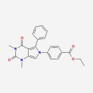 molecular formula C23H21N3O4 B3645476 ETHYL 4-{1,3-DIMETHYL-2,4-DIOXO-5-PHENYL-1H,2H,3H,4H,6H-PYRROLO[3,4-D]PYRIMIDIN-6-YL}BENZOATE 