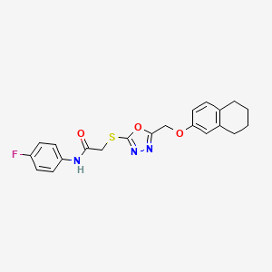 molecular formula C21H20FN3O3S B3645515 N-(4-fluorophenyl)-2-({5-[(5,6,7,8-tetrahydro-2-naphthalenyloxy)methyl]-1,3,4-oxadiazol-2-yl}thio)acetamide 