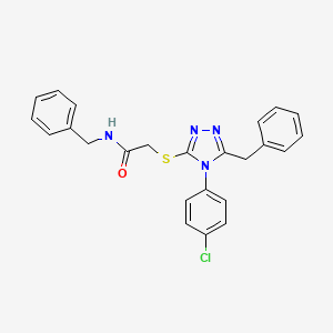 molecular formula C24H21ClN4OS B3645582 N-benzyl-2-{[5-benzyl-4-(4-chlorophenyl)-4H-1,2,4-triazol-3-yl]thio}acetamide 