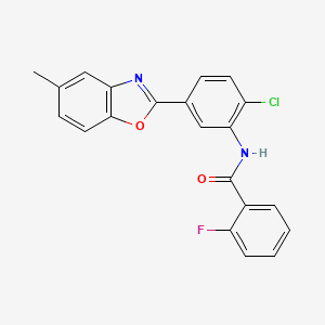 molecular formula C21H14ClFN2O2 B3645596 N-[2-chloro-5-(5-methyl-1,3-benzoxazol-2-yl)phenyl]-2-fluorobenzamide 