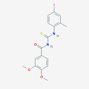 molecular formula C17H17IN2O3S B3645933 N-[(4-iodo-2-methylphenyl)carbamothioyl]-3,4-dimethoxybenzamide 