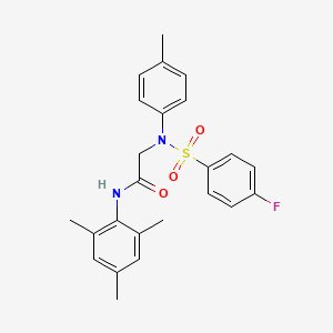 molecular formula C24H25FN2O3S B3645938 N~2~-[(4-fluorophenyl)sulfonyl]-N~1~-mesityl-N~2~-(4-methylphenyl)glycinamide 