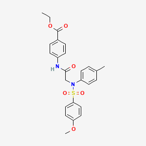molecular formula C25H26N2O6S B3646038 ETHYL 4-{2-[N-(4-METHYLPHENYL)4-METHOXYBENZENESULFONAMIDO]ACETAMIDO}BENZOATE 