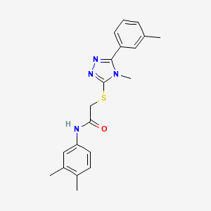 molecular formula C20H22N4OS B3646057 N-(3,4-dimethylphenyl)-2-{[4-methyl-5-(3-methylphenyl)-4H-1,2,4-triazol-3-yl]sulfanyl}acetamide 