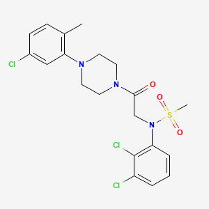molecular formula C20H22Cl3N3O3S B3646118 N-{2-[4-(5-Chloro-2-methyl-phenyl)-piperazin-1-yl]-2-oxo-ethyl}-N-(2,3-dichloro-phenyl)-methanesulfonamide 