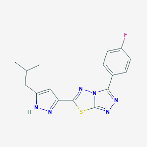 molecular formula C16H15FN6S B364616 3-(4-fluorophenyl)-6-(3-isobutyl-1H-pyrazol-5-yl)[1,2,4]triazolo[3,4-b][1,3,4]thiadiazole CAS No. 1047981-57-6