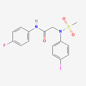 molecular formula C15H14FIN2O3S B3646179 N-(4-fluorophenyl)-2-(4-iodo-N-methylsulfonylanilino)acetamide 