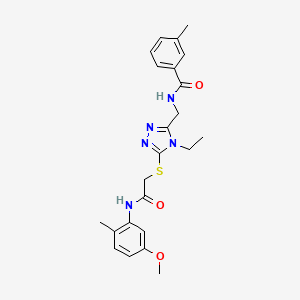 molecular formula C23H27N5O3S B3646217 N-{[4-ethyl-5-({2-[(5-methoxy-2-methylphenyl)amino]-2-oxoethyl}thio)-4H-1,2,4-triazol-3-yl]methyl}-3-methylbenzamide 