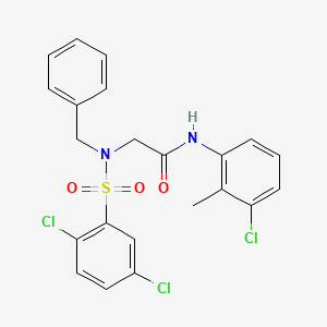 molecular formula C22H19Cl3N2O3S B3646238 N~2~-benzyl-N-(3-chloro-2-methylphenyl)-N~2~-[(2,5-dichlorophenyl)sulfonyl]glycinamide 