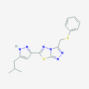 molecular formula C17H18N6S2 B364627 6-(3-isobutyl-1H-pyrazol-5-yl)-3-[(phenylsulfanyl)methyl][1,2,4]triazolo[3,4-b][1,3,4]thiadiazole CAS No. 1025722-64-8
