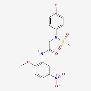 molecular formula C16H16FN3O6S B3646276 N~2~-(4-fluorophenyl)-N~1~-(2-methoxy-5-nitrophenyl)-N~2~-(methylsulfonyl)glycinamide 