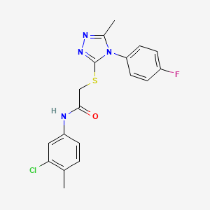 molecular formula C18H16ClFN4OS B3646338 N-(3-chloro-4-methylphenyl)-2-[[4-(4-fluorophenyl)-5-methyl-1,2,4-triazol-3-yl]sulfanyl]acetamide 