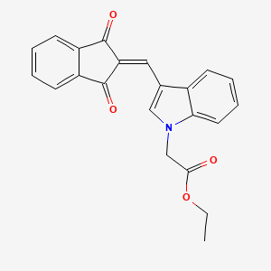 molecular formula C22H17NO4 B3646389 ethyl {3-[(1,3-dioxo-1,3-dihydro-2H-inden-2-ylidene)methyl]-1H-indol-1-yl}acetate 