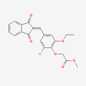 molecular formula C21H17ClO6 B3646444 methyl {2-chloro-4-[(1,3-dioxo-1,3-dihydro-2H-inden-2-ylidene)methyl]-6-ethoxyphenoxy}acetate 