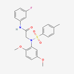 molecular formula C23H23FN2O5S B3646566 N~2~-(2,5-dimethoxyphenyl)-N~1~-(3-fluorophenyl)-N~2~-[(4-methylphenyl)sulfonyl]glycinamide 