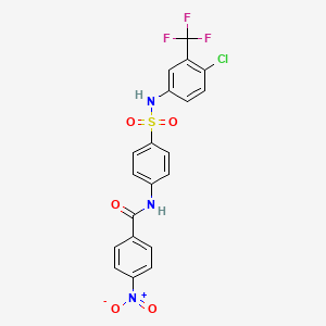 molecular formula C20H13ClF3N3O5S B3646587 N-[4-({[4-chloro-3-(trifluoromethyl)phenyl]amino}sulfonyl)phenyl]-4-nitrobenzamide 
