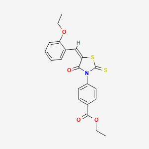 molecular formula C21H19NO4S2 B3646662 ethyl 4-[5-(2-ethoxybenzylidene)-4-oxo-2-thioxo-1,3-thiazolidin-3-yl]benzoate 