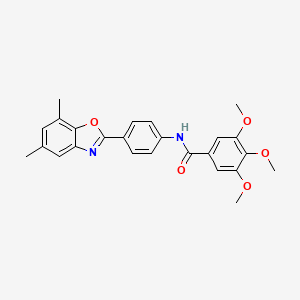 molecular formula C25H24N2O5 B3646690 N-[4-(5,7-dimethyl-1,3-benzoxazol-2-yl)phenyl]-3,4,5-trimethoxybenzamide 