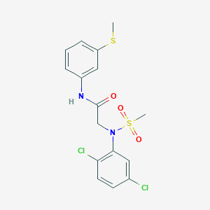 molecular formula C16H16Cl2N2O3S2 B3646698 N~2~-(2,5-dichlorophenyl)-N~2~-(methylsulfonyl)-N~1~-[3-(methylthio)phenyl]glycinamide 