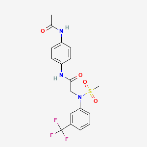 molecular formula C18H18F3N3O4S B3646762 N~1~-[4-(acetylamino)phenyl]-N~2~-(methylsulfonyl)-N~2~-[3-(trifluoromethyl)phenyl]glycinamide 