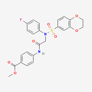 molecular formula C24H21FN2O7S B3646836 methyl 4-{[N-(2,3-dihydro-1,4-benzodioxin-6-ylsulfonyl)-N-(4-fluorophenyl)glycyl]amino}benzoate 