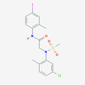 molecular formula C17H18ClIN2O3S B3646879 N~2~-(5-chloro-2-methylphenyl)-N~1~-(4-iodo-2-methylphenyl)-N~2~-(methylsulfonyl)glycinamide 