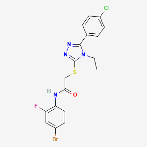 molecular formula C18H15BrClFN4OS B3646905 N-(4-bromo-2-fluorophenyl)-2-{[5-(4-chlorophenyl)-4-ethyl-4H-1,2,4-triazol-3-yl]thio}acetamide 