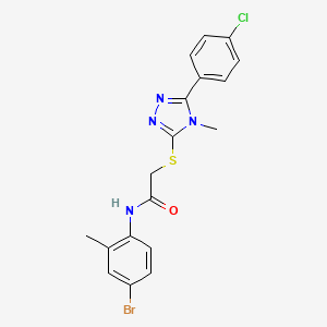 molecular formula C18H16BrClN4OS B3646913 N-(4-bromo-2-methylphenyl)-2-{[5-(4-chlorophenyl)-4-methyl-4H-1,2,4-triazol-3-yl]thio}acetamide 