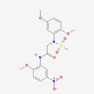 molecular formula C18H21N3O8S B3646937 N~2~-(2,5-dimethoxyphenyl)-N~1~-(2-methoxy-5-nitrophenyl)-N~2~-(methylsulfonyl)glycinamide 