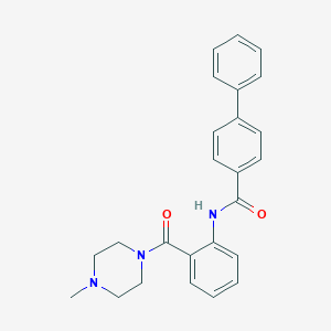 molecular formula C25H25N3O2 B364704 N-[2-(4-methylpiperazine-1-carbonyl)phenyl]-4-phenylbenzamide CAS No. 815622-70-9