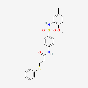 molecular formula C23H24N2O4S2 B3647240 N-(4-{[(2-methoxy-5-methylphenyl)amino]sulfonyl}phenyl)-3-(phenylthio)propanamide 