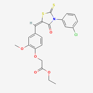molecular formula C21H18ClNO5S2 B3647269 ethyl (4-{[3-(3-chlorophenyl)-4-oxo-2-thioxo-1,3-thiazolidin-5-ylidene]methyl}-2-methoxyphenoxy)acetate 