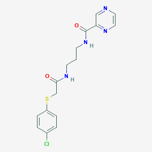 molecular formula C16H17ClN4O2S B364737 N-[3-({[(4-chlorophenyl)sulfanyl]acetyl}amino)propyl]pyrazine-2-carboxamide CAS No. 892689-11-1