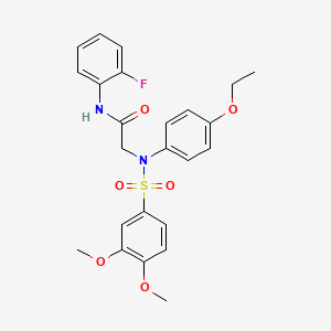 molecular formula C24H25FN2O6S B3647375 N~2~-[(3,4-dimethoxyphenyl)sulfonyl]-N~2~-(4-ethoxyphenyl)-N~1~-(2-fluorophenyl)glycinamide 