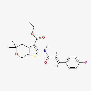 molecular formula C21H22FNO4S B3647558 ethyl 2-{[3-(4-fluorophenyl)acryloyl]amino}-5,5-dimethyl-4,7-dihydro-5H-thieno[2,3-c]pyran-3-carboxylate 