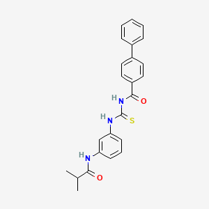 molecular formula C24H23N3O2S B3647579 N-({[3-(isobutyrylamino)phenyl]amino}carbonothioyl)-4-biphenylcarboxamide 