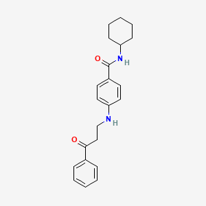 molecular formula C22H26N2O2 B3647614 N-cyclohexyl-4-[(3-oxo-3-phenylpropyl)amino]benzamide 